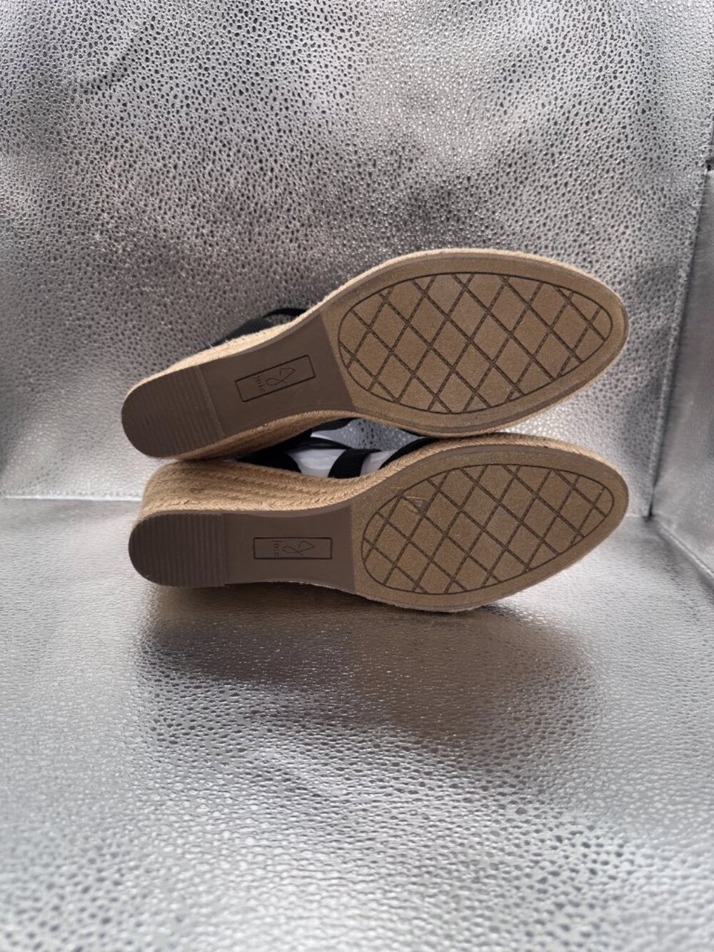 NWOB Joie Black Sydney Stretch Espadrille Wedge Sandals Shoes Jute Raffia - Picture 9 of 9